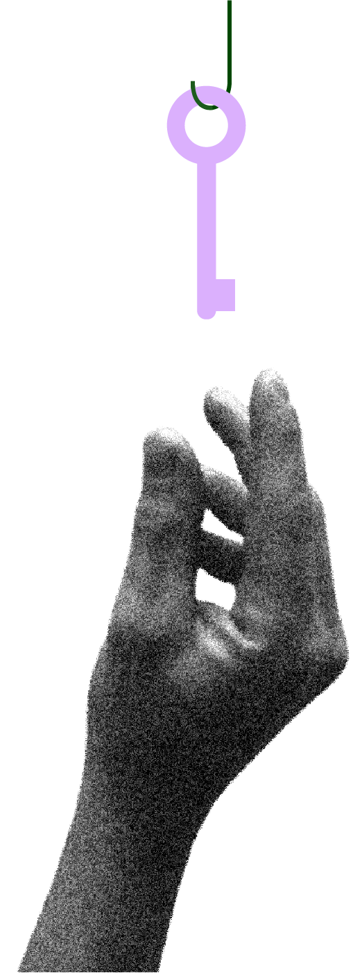 zwei Hände, zwischen ihnen ein Fragezeichen